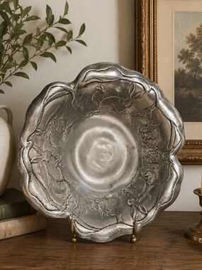 Vintage 1993 Arthur Court 14" Aluminum Bunny Rabbit Large Salad Serving Bowl